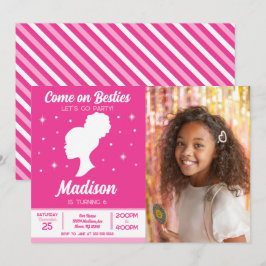 Convite Pink Doll Besties Fashion Party Photo Birthday 