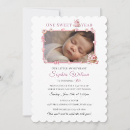 Convite Pink Donut & Candy Theme Birthday Invite