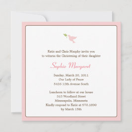 Convite Pink Dove Baptism/Christening Invitation