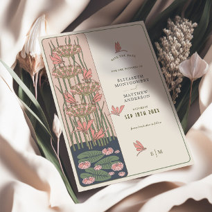Convite Pink Dragonfly Save The Date Belle Epoque Nouveau