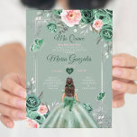 Convite Pink Dusty Green Silver Mis Quince 15 Anos<br><div class="desc">Pink Quinceañera Dusty Green Silver Crown Convite Mis Quince 15 Anos,  16º Aniversário, </div>