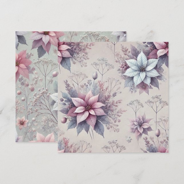 Convite Pink e Lavanda Pintable Poinsettia Scrapbook (Frente/Verso)