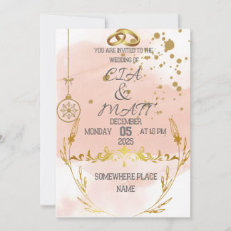 Convite Pink Elegant Gold The Wedding Invitation