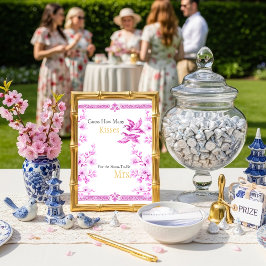 Convite Pink Elegant Guess How Many Kisses sign