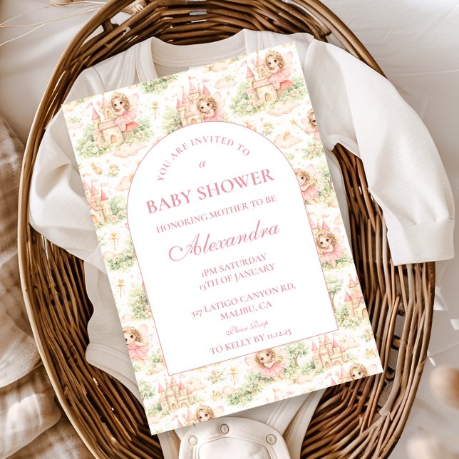 Convite Pink Fairy Garden Baby Shower (Criador carregado)