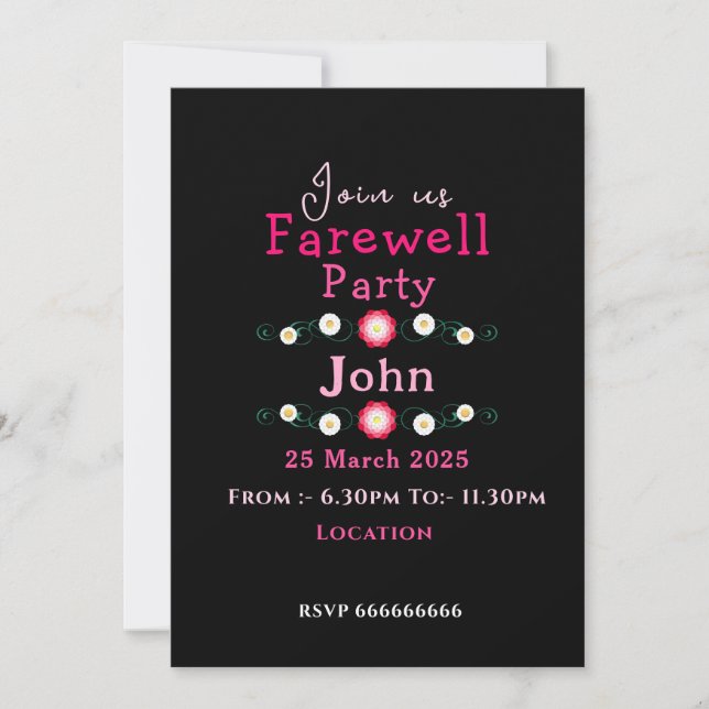 Convite Pink Farewell (Frente)