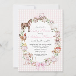 Convite Pink Farm Baby Shower invitation