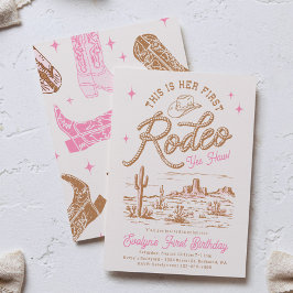 Convite Pink First Rodeo Invitation