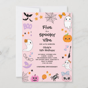 Convite Pink Five é um Aniversário de 5 anos de Halloween