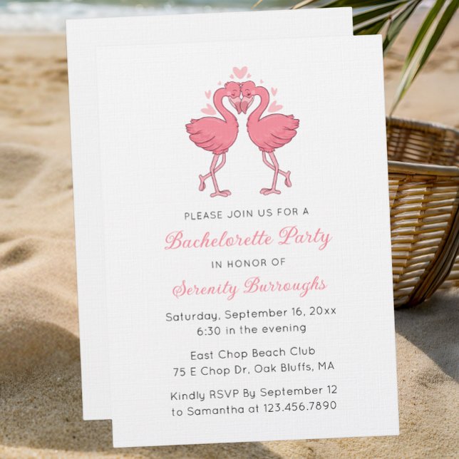 Convite Pink Flamingo Tropical Beach Bachelorette Party (Criador carregado)