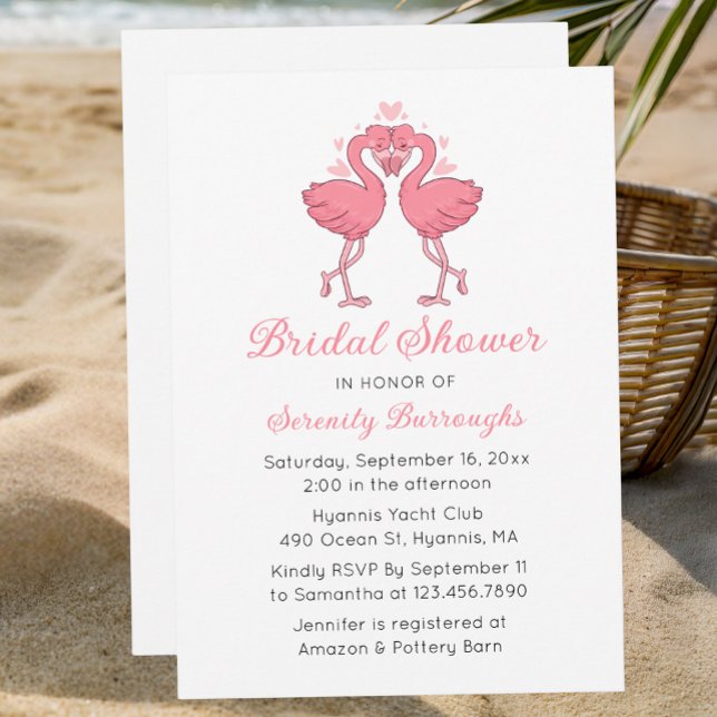 Convite Pink Flamingos Tropical Summer Beach Bridal Shower (Criador carregado)
