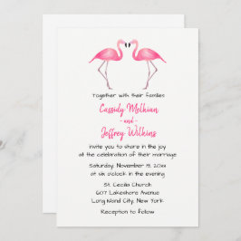 Convite Pink Flamingos Weding Tropical Summer Beach