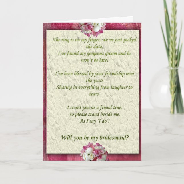 Convite Pink Flor Be my Bridesmaid Card (Frente)