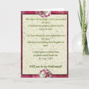 Convite Pink Flor Be my Bridesmaid Card
