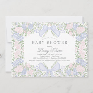 Convite Pink Floral Baby Shower Invitation, 