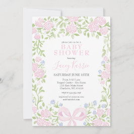 Convite Pink Floral Baby Shower Invitation,