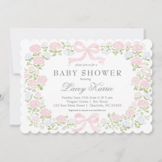 Convite Pink Floral Baby Shower Invitation,  Invitation