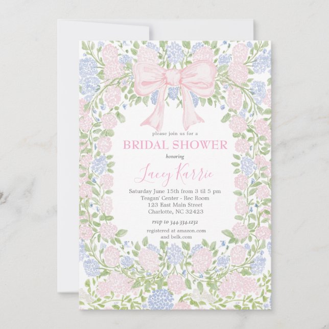 Convite Pink  Floral Bridal Shower Invitation (Frente)