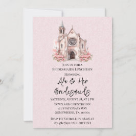 Convite Pink Floral Church Bridesmaids Luncheid