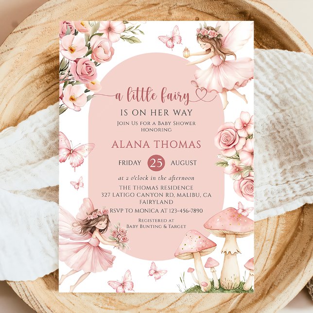 Convite Pink Floral Fairy Baby Shower Invitation (Criador carregado)