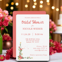 Convite Pink Floral Flower Bridal Shower Invitation