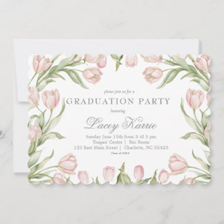 Convite Pink Floral Graduation Party Invitation