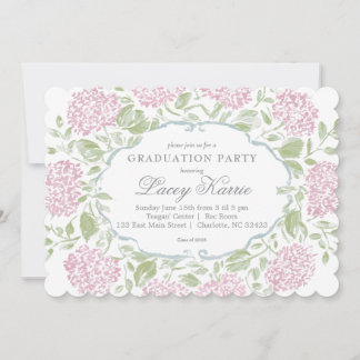 Convite Pink Floral Graduation Party Invitation