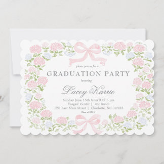 Convite Pink Floral Graduation Party Invitation