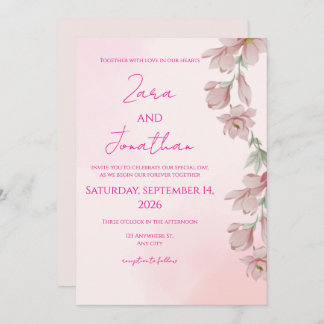 Convite Pink floral invitation