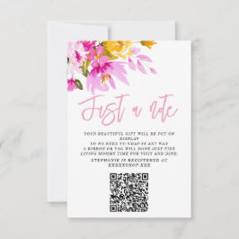 Convite Pink Floral Just a Note Baby Shower Card