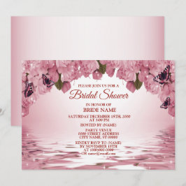 Convite Pink Floral Nature Butterfly Outdoor Bridal Shower