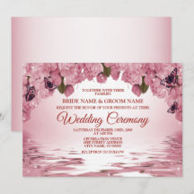 Pink Floral Nature Butterfly Outdoor Wedding