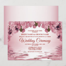 Convite Pink Floral Nature Butterfly Outdoor Wedding