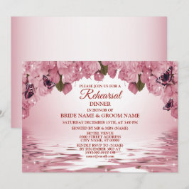 Convite Pink Floral Nature Wedding Rehearsal Dinner Party