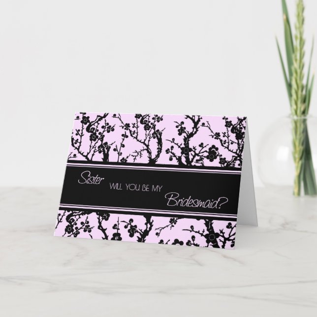 Convite Pink  Floral Sister Bridesmaid Invitation Card (Frente)