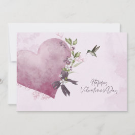 Convite Pink Floral Valentine's Day Card with Floral Heart