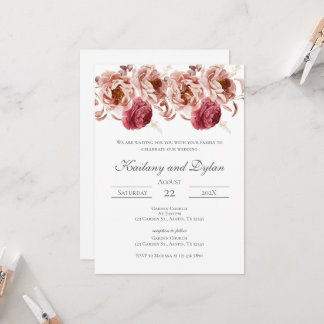 Convite Pink Floral Wedding invitation