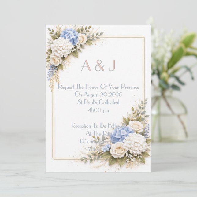 Convite Pink floral wedding invitation (Em pé/Frente)