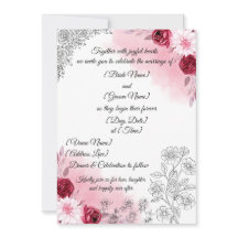 Pink Floral Wedding Invitation | Elegant White 