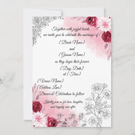 Convite Pink Floral Wedding Invitation | Elegant White