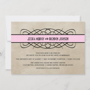 Convite Pink Flourish Border Wedding Invitation