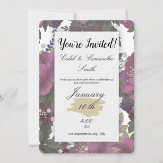 Convite Pink Flower Wedding Invitation
