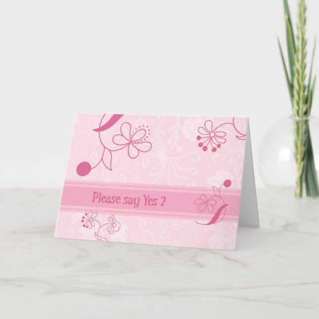 Convite Pink Flowers Flower Girl Invitation Card (Frente)