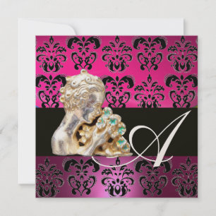 CONVITE PINK, FUCHSIA, PRETO, PURPER, DAMASK JEWEL MONOGRA