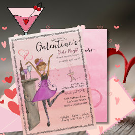 Convite Pink Galentine's Day Girls Night Out Party 