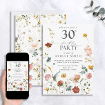 Convite Pink Garden Floral Calligraphy 30th Birthday<br><div class="desc">Celebrate a special milestone with our beautiful pink garden floral calligraphy 30th birthday invitation! This unique and gorgeous design is perfect for any 30th birthday celebration - give your guests a special invitation that they won't forget. The front of the invitation has lifelike watercolor flowers, in a natural organic flatlay...</div>