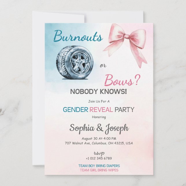 Convite Pink gender Reveal Invitation card design  (Frente)