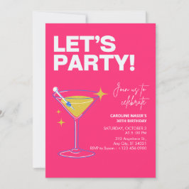 Convite Pink Girly Party Modern 30th Birthday Invitation