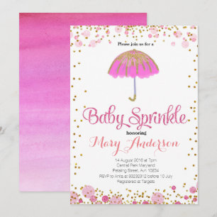 Convite PINK GLITTER Baby Sprinkle