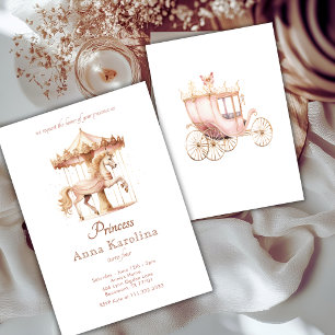 Convite Pink Gold Princesa Carrossel Conto de Fadas Aniver